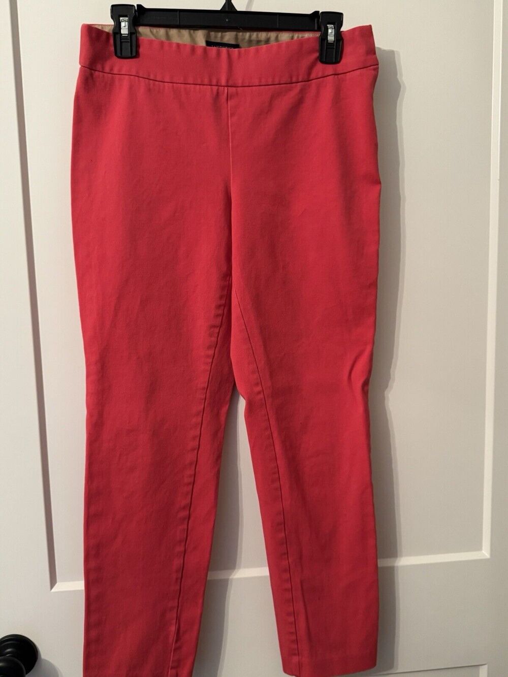 Lands End Women's Mid Rise Straight Leg Chino Pants Coral Sz 4